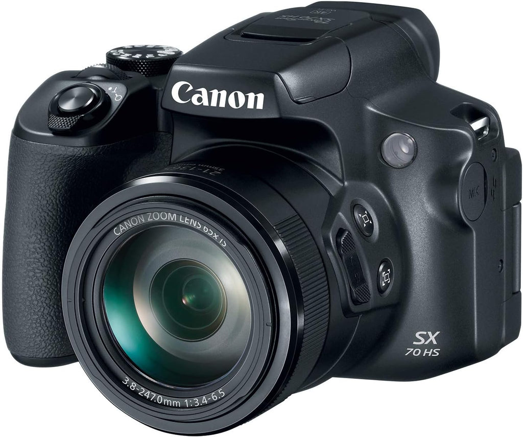 Canon Powershot SX70 20.3MP Digital Camera 65X Optical Zoom Lens 4K Video 3-Inch LCD Tilt Screen (Black) | 20.3MP 1/2.3 CMOS, 4K Video, Digic 8, WI-FI and Bluetooth