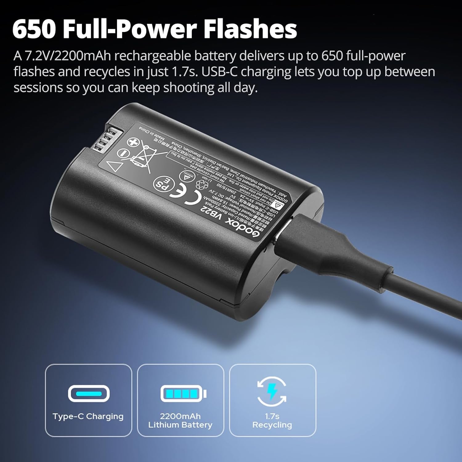 V480 Flash V480C Camera Flash for Canon, GN50 High Output, Built-In Lithium Battery, 1/8000 HSS, 2.4GX Wireless TTL, 1.7S Recycle Time, 650 Full Power Pops for Canon Camera (V480C)