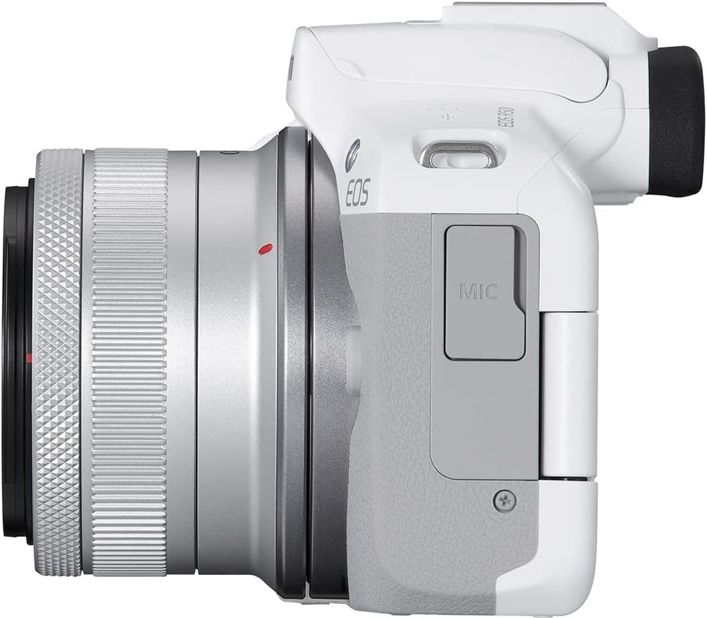 Canon EOS R50 Mirrorless Camera Rf-S18-45Mm F4.5-6.3 Is STM Lens Kit, 24.2 Megapixel CMOS (APS-C) Sensor, 4K Video, Hybrid Camera, Photo and Video, Vlogging, Content Creator, RF Mount, White | 24.2MP Aps-C Sensor • 4K UHD Video • Rf-S 18-45Mm F/4.5-6.3 Is Stm Lens • Compact Vlogging and Photo Kit