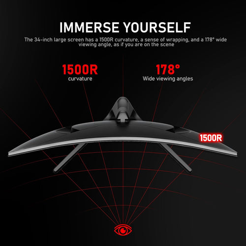 34 Inch Curved Gaming Monitor 240Hz PC Screen Built-In Speakers | UWQHD (3440X1440) 1500R Ultrawide Computer Monitors Mit Freesync & G-Sync Compatible, HDMI 2.0 & DP 1.4, Wall Mountable