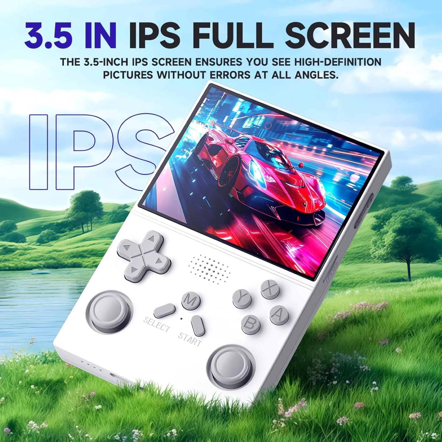 R40 Retro Handheld Game Console - Open Source System,3.5" IPS Screen, 18,000+ Classic Games, 128G TF Card, 3000Mah Battery, Portable Gaming Player for Travel, Retro Gaming Console, White