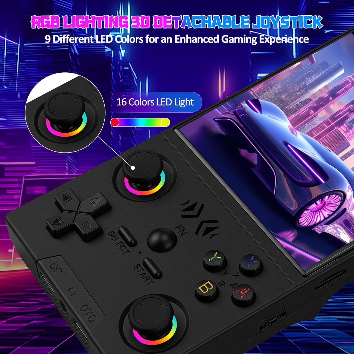 XF40V Retro Handheld Game Console with 2*Detachable Long Joysticks, 4.0-Inch HD IPS Screen Retro Gaming Console, Preloaded Classic Games with Multiple Emulator, Pocket Video Gaming