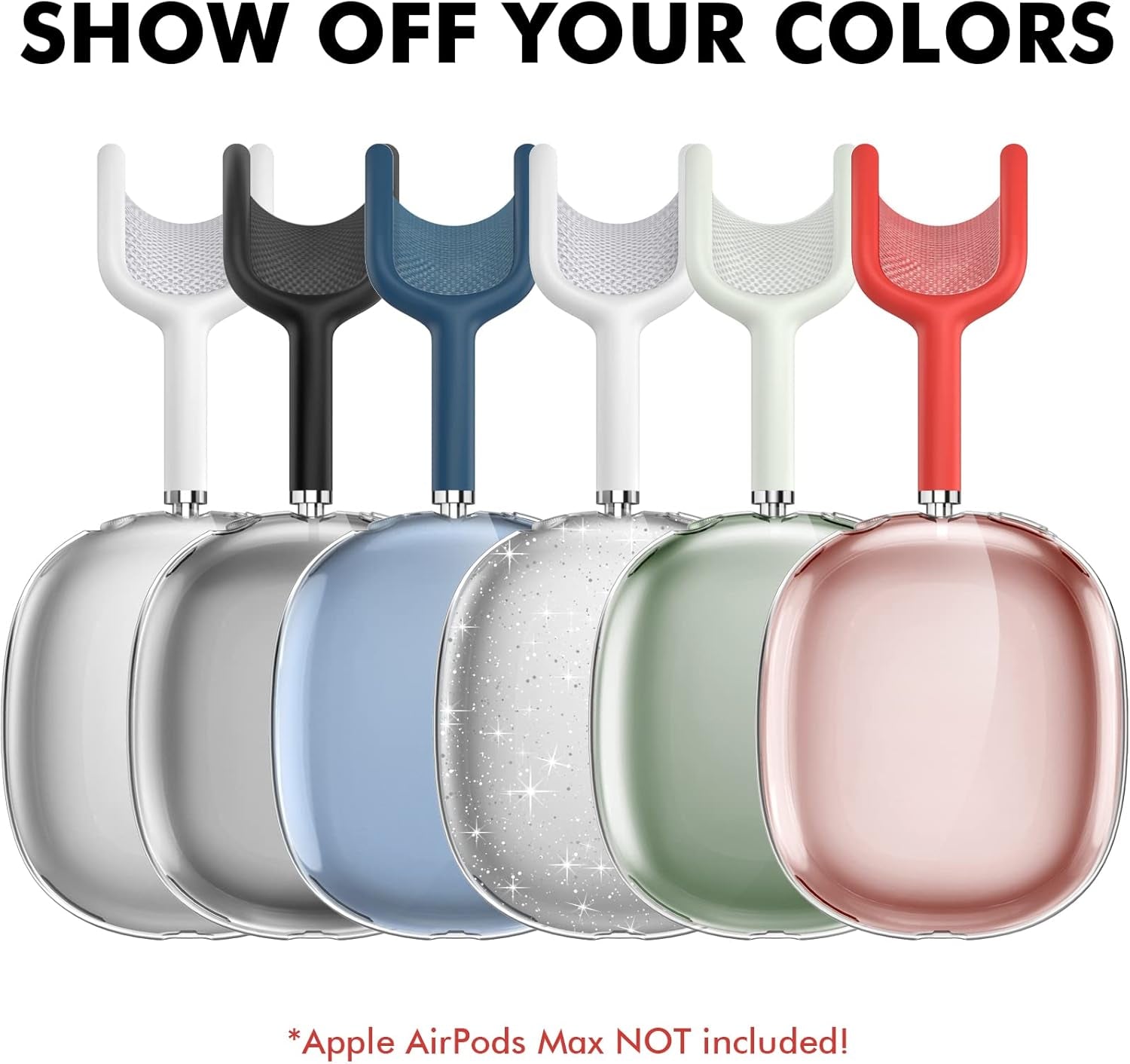 Clear Case for Airpods Max Case Cover Soft TPU Protective Ear Cups Covers Accessories【Anti-Fingerprint, Anti-Scratch & Anti-Dust】 (Glitter)