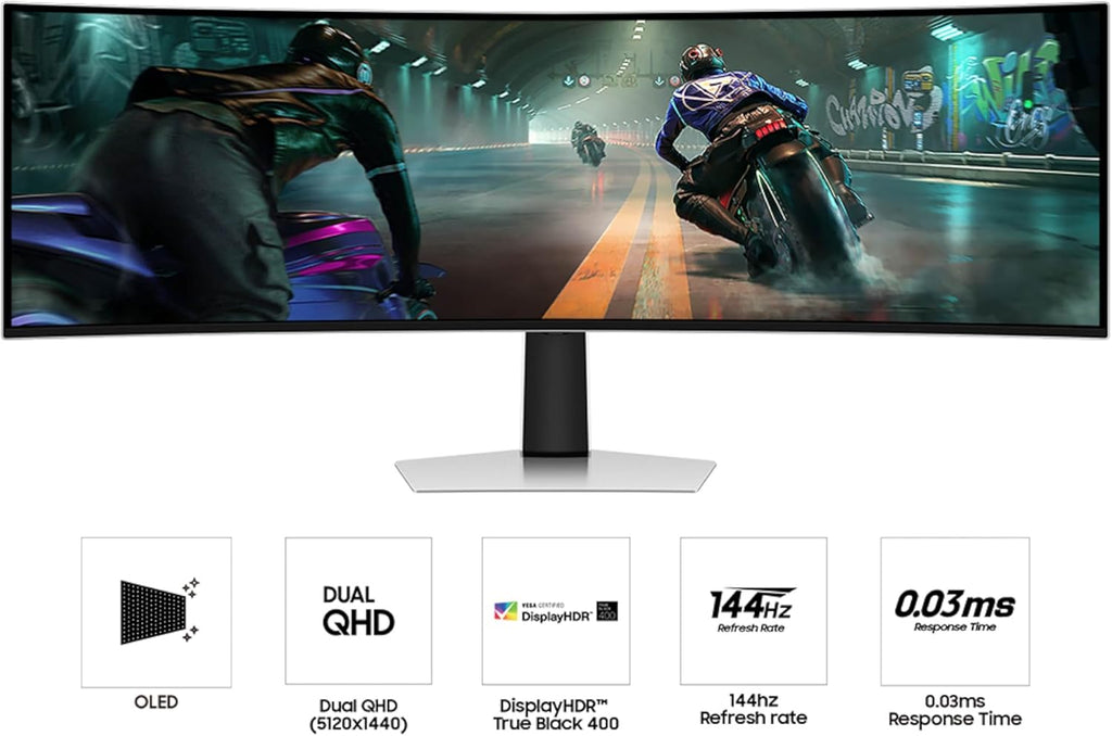 Samsung 49" Odyssey OLED G9 (G91SD) Dual QHD QD-OLED G-Sync Compatible Curved Gaming Monitor, 144Hz, 0.03Ms, AMD Freesync Premium Pro, Ergonomic Stand, 3 Year Warranty, LS49DG910SNXZA
