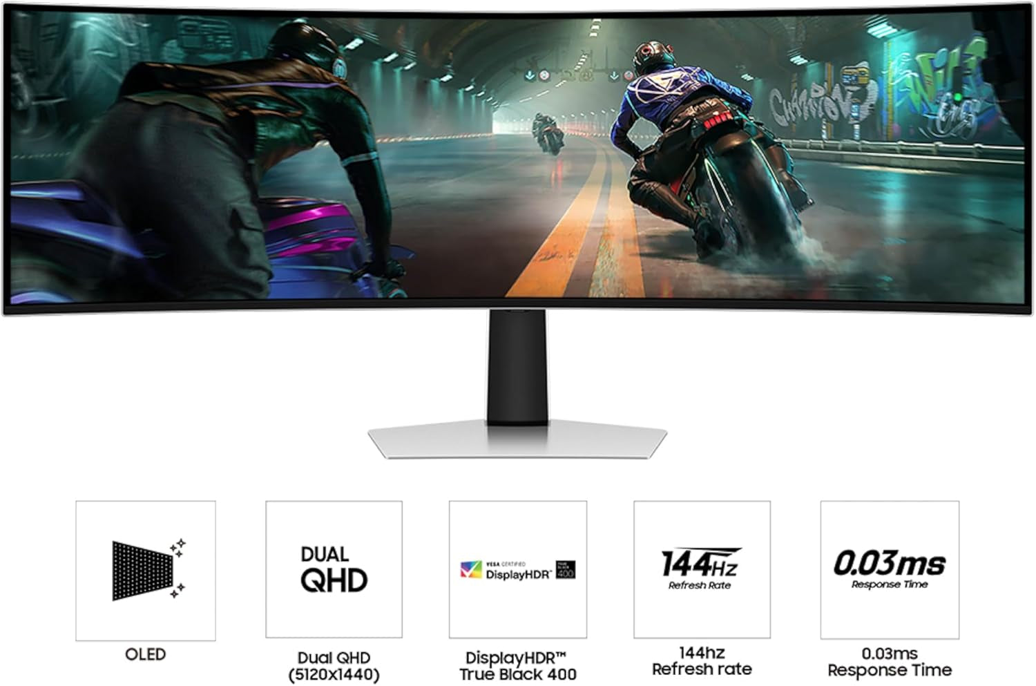 Samsung 49" Odyssey OLED G9 (G91SD) Dual QHD QD-OLED G-Sync Compatible Curved Gaming Monitor, 144Hz, 0.03Ms, AMD Freesync Premium Pro, Ergonomic Stand, 3 Year Warranty, LS49DG910SNXZA