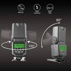 MK430C E-TTL Camera Flash Speedlite with LCD Display Compatible with Canon 70D 77D 80D Rebel T7I T6I T6S T6 T5I T5 T4I T3I SL2 and Other EOS DSLR Cameras with Standard Hot Shoe
