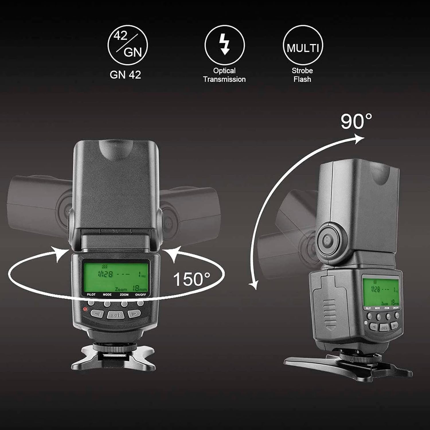 MK430C E-TTL Camera Flash Speedlite with LCD Display Compatible with Canon 70D 77D 80D Rebel T7I T6I T6S T6 T5I T5 T4I T3I SL2 and Other EOS DSLR Cameras with Standard Hot Shoe