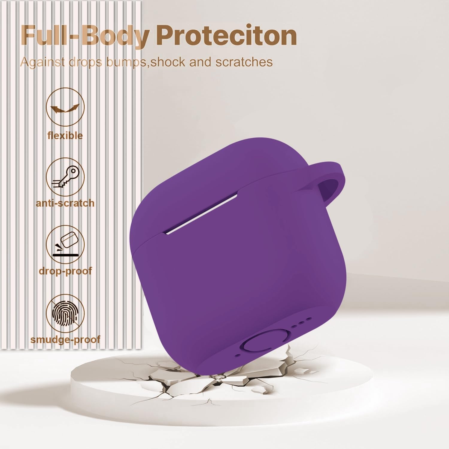Case Cover for Apple Airpods 4 -  Airpods 4 Cases 2024 Cover Women Silicone Ipods 4 Earbuds Wireless Accessorie Charging Cases Girl Bling Keychain for Airpod Ipods 4Th Generation - Dark Purple