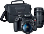 Canon EOS Rebel T7 DSLR Camera with Ef18-55Mm + EF 75-300Mm Double Zoom Kit 2727C021 Bundle with Lexar Premium 64GB SDXC Memory Card, Deco Essentials Camera Bag and Corel Photo Video Suite