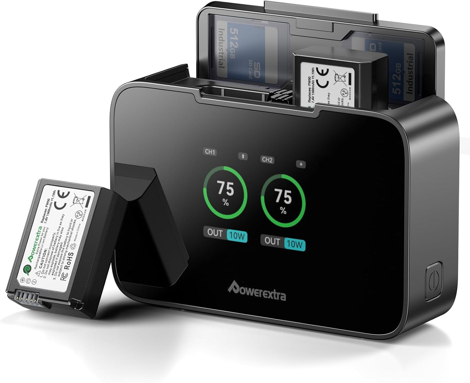 NP-FW50 Battery and Fast Dual Charger with SD Card Slots - 20W PD Fast Charging for Sony ZV-E10 Sony Alpha A6500 A6400 A6300 A6000 A5000 A5100 A7 A7II A7R A7RII A7S A7SII RX10 II III IV