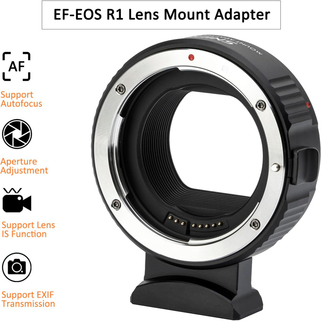 EF-EOS R Lens Mount Adapter Auto-Focus Lens Converter Compatible with Canon EF/EF-S Series Lens and EOS R, RP, R3, R5, R6, R6II, R7, R8, R10, R50, R100 Cameras