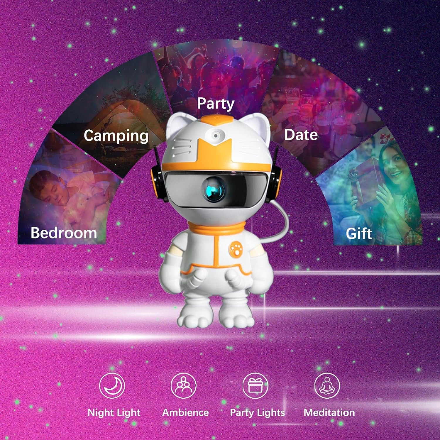 Galaxy Projector for Bedroom, 8 Colors Northern Lights Projector with Remote Control, Robot Astronaut Star Projector Night Light for Kids Room Decor