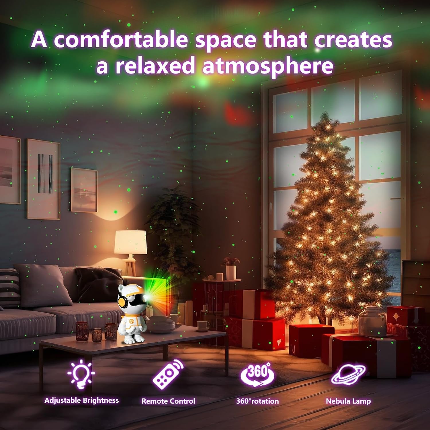 Galaxy Projector for Bedroom, 8 Colors Northern Lights Projector with Remote Control, Robot Astronaut Star Projector Night Light for Kids Room Decor