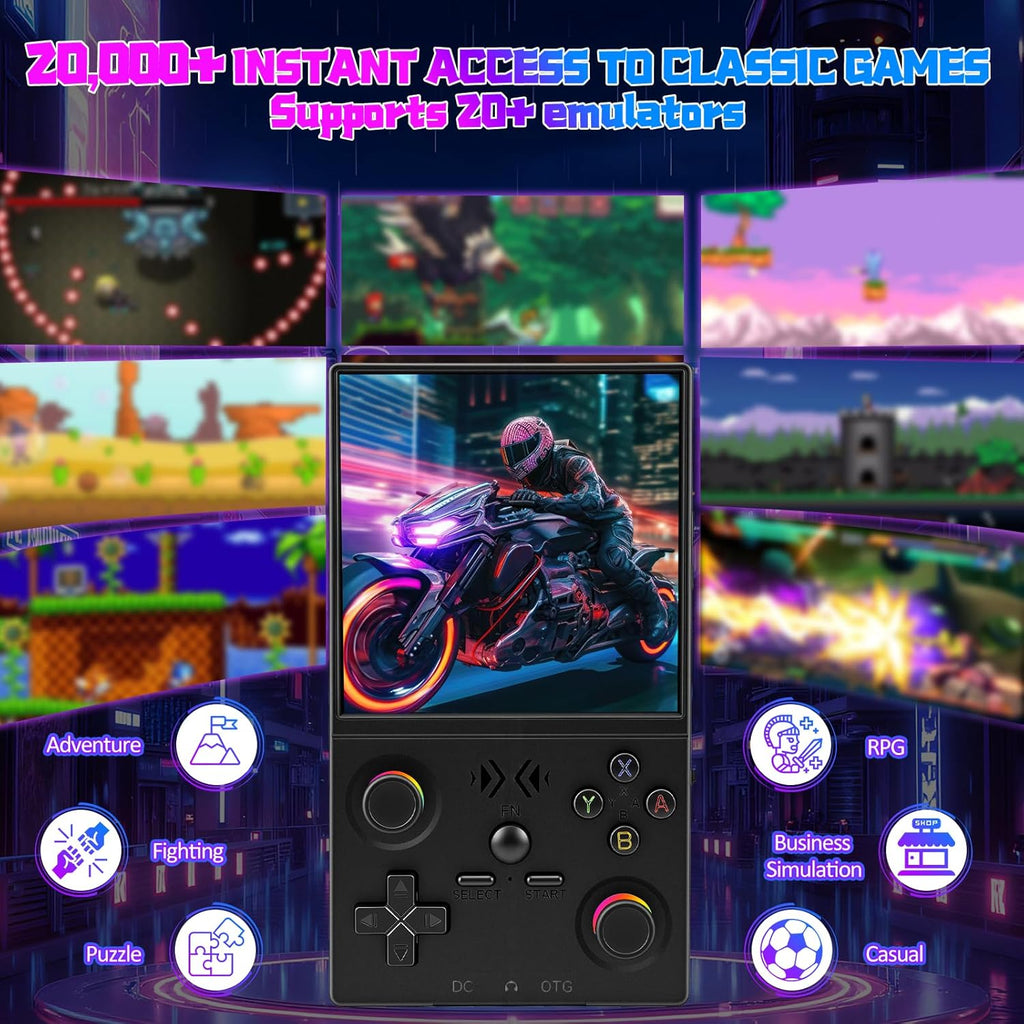 XF40V Retro Handheld Game Console with 2*Detachable Long Joysticks, 4.0-Inch HD IPS Screen Retro Gaming Console, Preloaded Classic Games with Multiple Emulator, Pocket Video Gaming