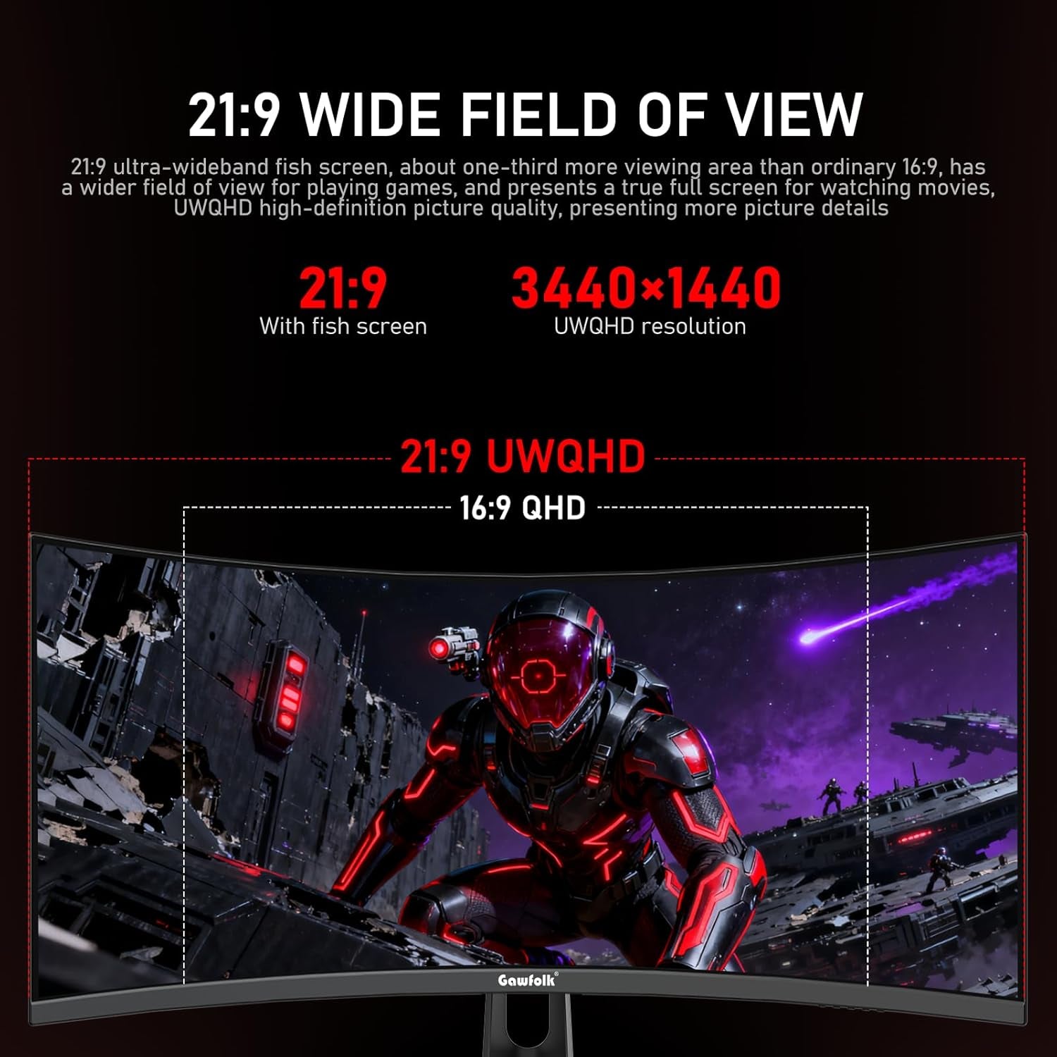 34 Inch Curved Gaming Monitor 240Hz PC Screen Built-In Speakers | UWQHD (3440X1440) 1500R Ultrawide Computer Monitors Mit Freesync & G-Sync Compatible, HDMI 2.0 & DP 1.4, Wall Mountable