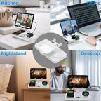 6 in 1 Wireless Charger for Apple Device, 30W Foldable Wired Charging for Ipad with Clock & 7 Color Ambient Light, Nightstand Charger Station for Iphone 17