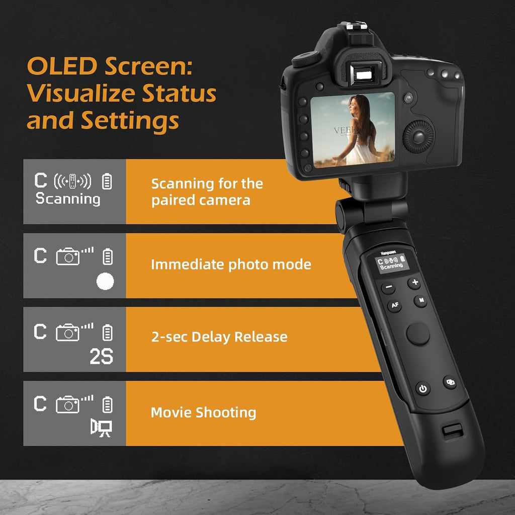 For Canon Tripod Wireless Shooting Grip with Shutter Release - Mini-Tripod with Rechargeable Remote Control for G7 X III/R50/R8/R5/R10/G5 X II/R100/M6 II/M200/M50/R50 V/6D II/V10/V1/SL2, for Vlogging
