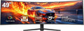 49" DQHD 165Hz Ultrawide Curved Gaming Monitor, 1500R, Freesync, Black | 5120X1440 32:9, 120%Srgb, Low Blue Light, Height-Adjustable Stand, HDMI 2.1/DP 1.4, Wall Mount for Gaming, Editing and Work