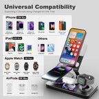 6 in 1 Wireless Charger for Iphone Airpods Iwatch, Foldable Magnetic Charging Station for Apple Multiple Devices,Travel Charging Pad Dock Compatible with Apple 12 and above Series