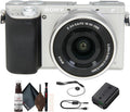 Sony Alpha A6000 Mirrorless Camera with 16-50Mm Lens (Silver) + Lens Cap Keeper + Cleaning Kit