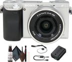 Sony Alpha A6000 Mirrorless Camera with 16-50Mm Lens (Silver) + Lens Cap Keeper + Cleaning Kit