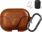 for Airpods Pro 2 Case Leather, Airpods Pro Leather Case Cover with Keychain Airpod Strap Compatible with Apple Airpod Pros 2Nd Generation 2023 2022/Airpods Pros 2019 (Front LED Visible), Brown