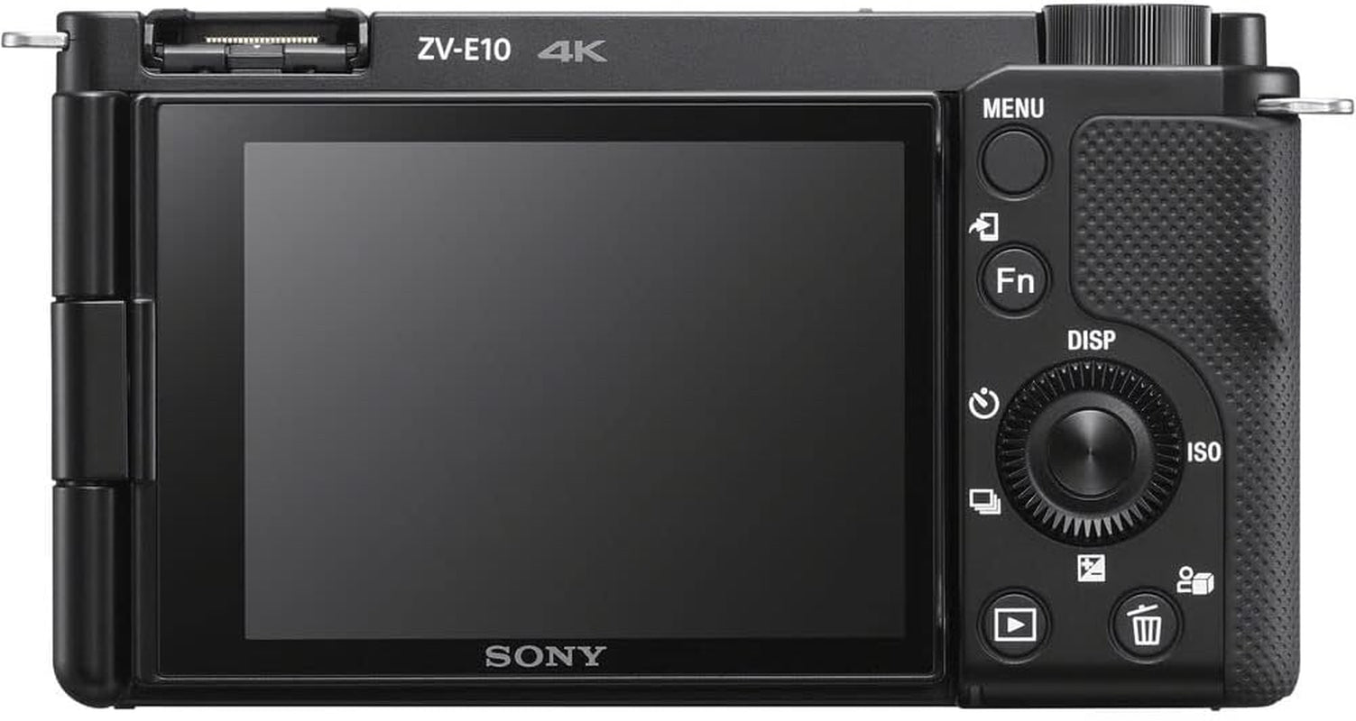Sony ZV-E10 Mirrorless Camera Black with 16-50Mm Power Zoom Lens (ILCZV-E10L) – 24.2 MP APS-C Sensor, 4K Video, Vari-Angle Screen W/ 64GB Memory Card, Bag, Card Reader and More