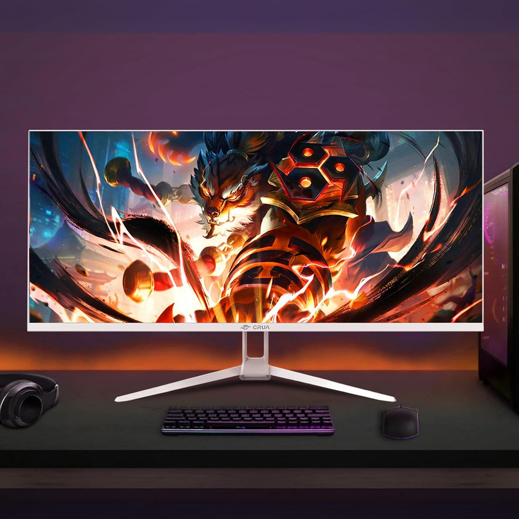 34" WQHD 165Hz IPS Ultrawide Gaming Monitor, Freesync, HDMI/DP, White | 120%Srgb Color, Built-In Speakers, Low Blue Light, 178° Wide View and Wall Mount75×75Mm for PC Gaming, Video Editing and Work