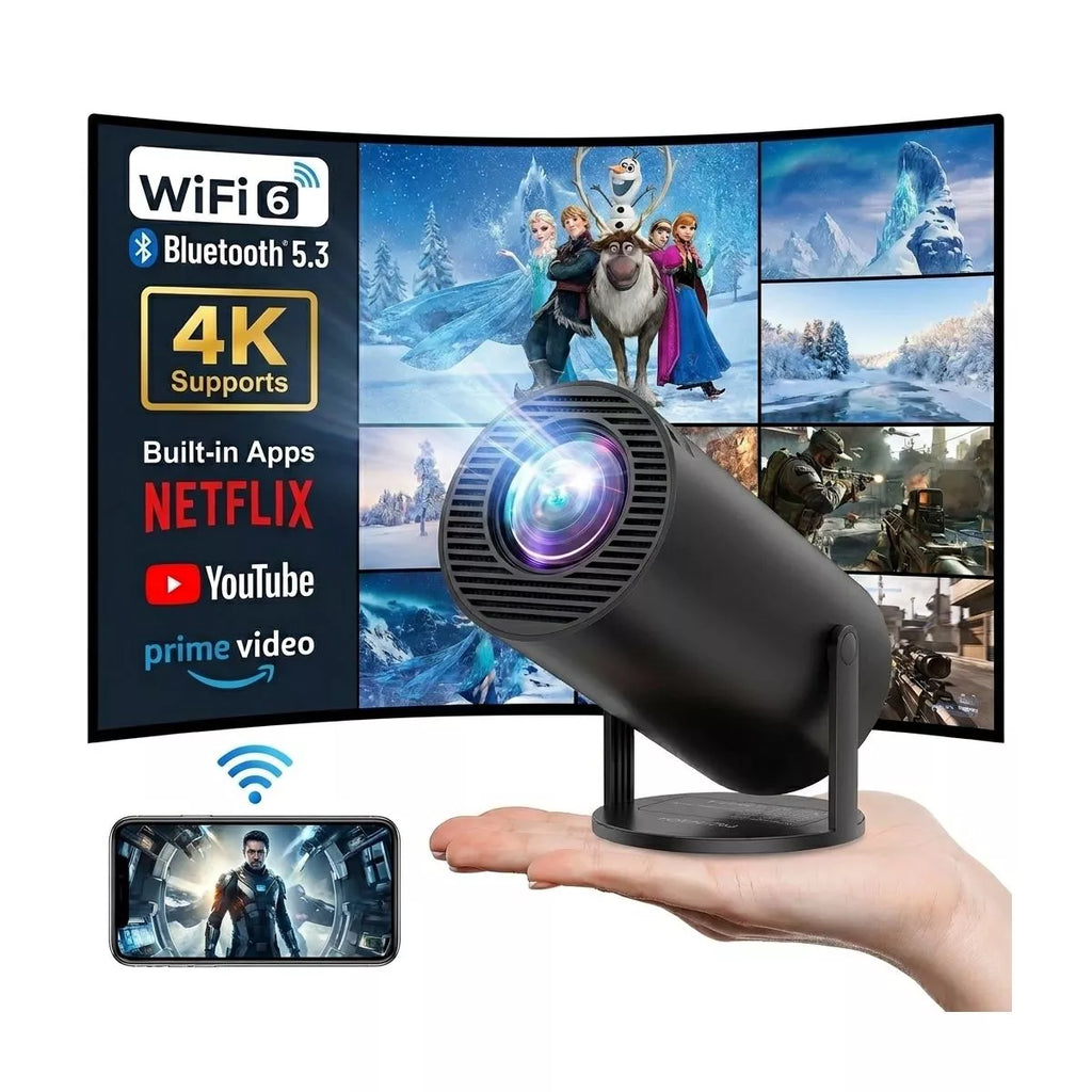 ALEEN & AJEAN Projector 4K 1080P Support, Mini Projector Smart for Movie Projection Compatible with Phone