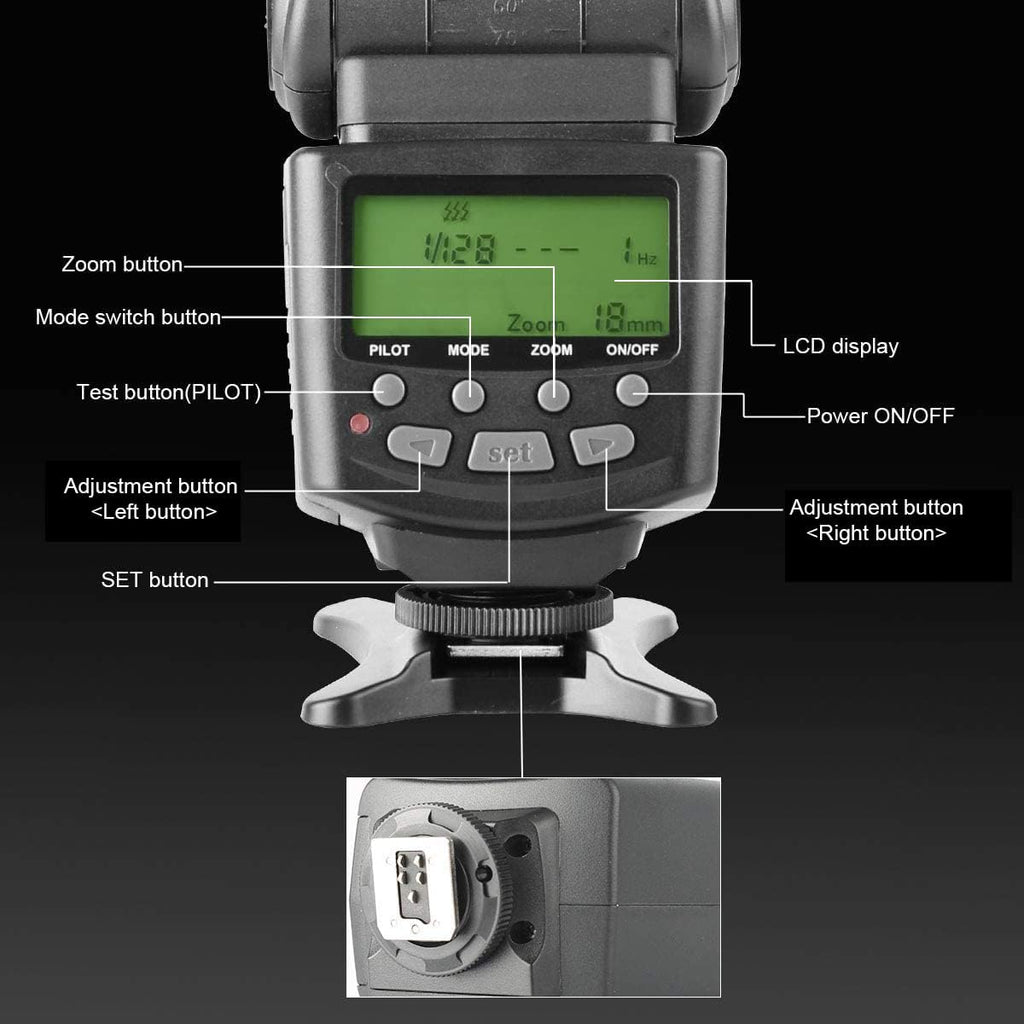MK430C E-TTL Camera Flash Speedlite with LCD Display Compatible with Canon 70D 77D 80D Rebel T7I T6I T6S T6 T5I T5 T4I T3I SL2 and Other EOS DSLR Cameras with Standard Hot Shoe