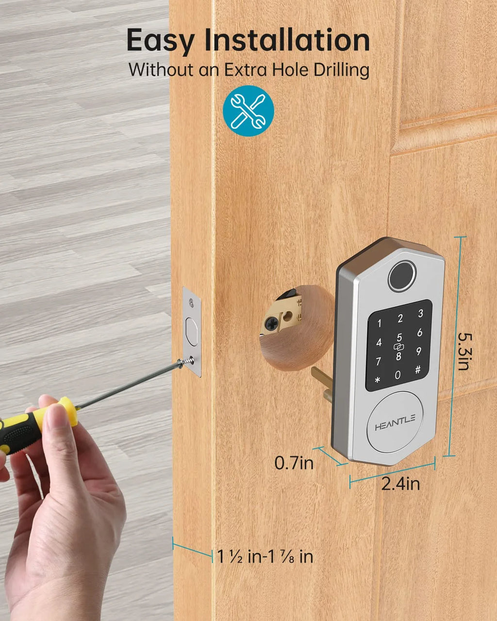 Smart Deadbolt Lock,  Fingerprint Smart Locks for Front Door with Bluetooth Electronic Keypads Keyless Entry Door Lock Deadbolt and IC Fob App Control Works with Alexa, Google Assistant