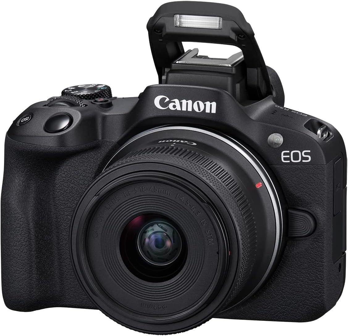 Canon EOS R50 Mirrorless Camera Rf-S18-45Mm F4.5-6.3 Is STM Lens Kit, 24.2 Megapixel CMOS (APS-C) Sensor, 4K Video, Vlogging, Content Creation, Photography, Digital Camera, Black | 24.2MP Aps-C CMOS, Digic X, Dual Pixel CMOS Af Ii, 6K-Oversampled 4K30P, Rf-S 18-45Mm Is Stm Lens Included