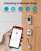 Smart Deadbolt Lock,  Fingerprint Smart Locks for Front Door with Bluetooth Electronic Keypads Keyless Entry Door Lock Deadbolt and IC Fob App Control Works with Alexa, Google Assistant
