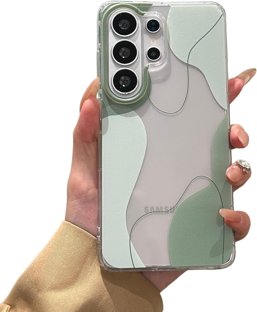 Compatible with Samsung Galaxy S26 Ultra Case, Soft Shaped Art Design with Built-In Bumper Protective Phone Case, Cute Slim TPU Cover Designed for Samsung Galaxy S26 Ultra Case, Green