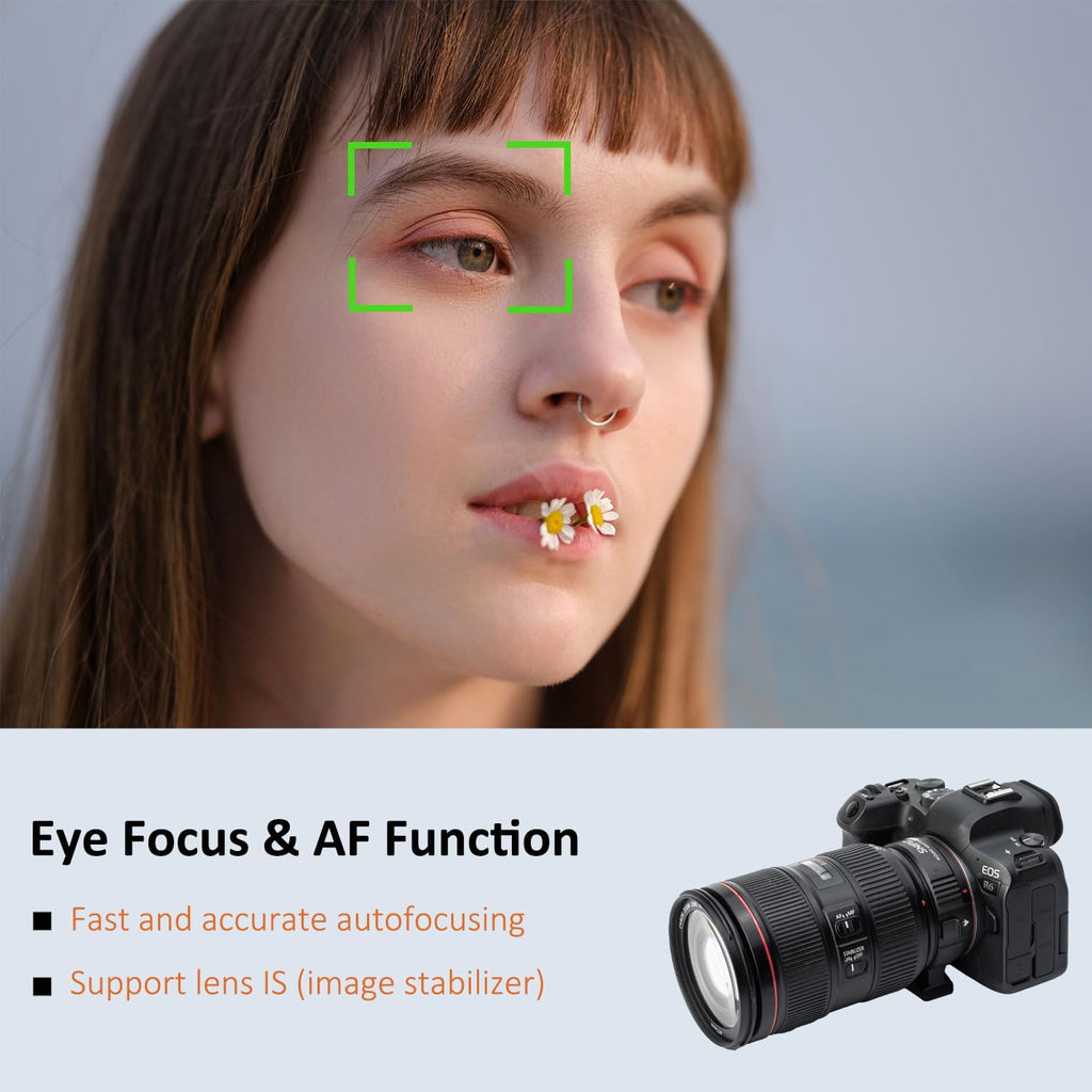 EF-EOS R Lens Mount Adapter Auto-Focus Lens Converter Compatible with Canon EF/EF-S Series Lens and EOS R, RP, R3, R5, R6, R6II, R7, R8, R10, R50, R100 Cameras