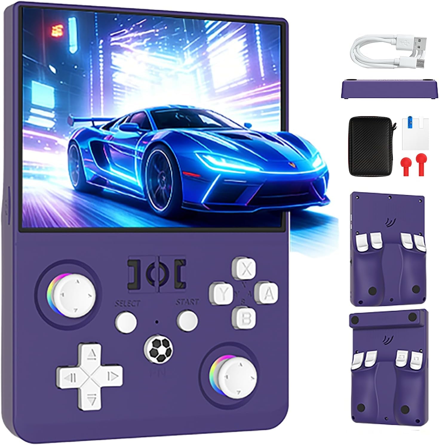 R36MAX 2 Retro Handheld Game Console, 4.5 Inch IPS HD Screen Portable Retro Game Console, 1.5Ghz CPU Support 30+ Emulator Console Video Game Console, 4000Mah (Purple)
