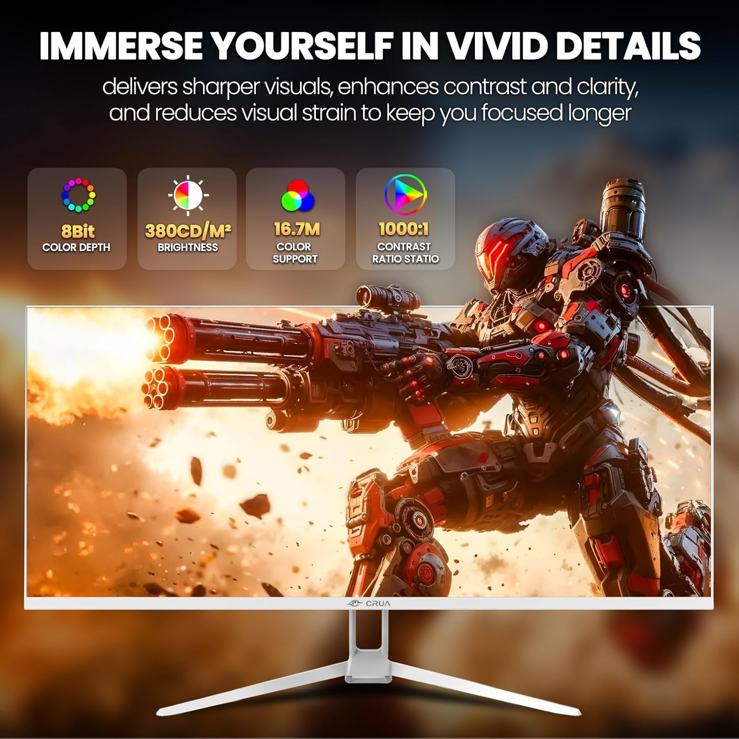 34" WQHD 165Hz IPS Ultrawide Gaming Monitor, Freesync, HDMI/DP, White | 120%Srgb Color, Built-In Speakers, Low Blue Light, 178° Wide View and Wall Mount75×75Mm for PC Gaming, Video Editing and Work