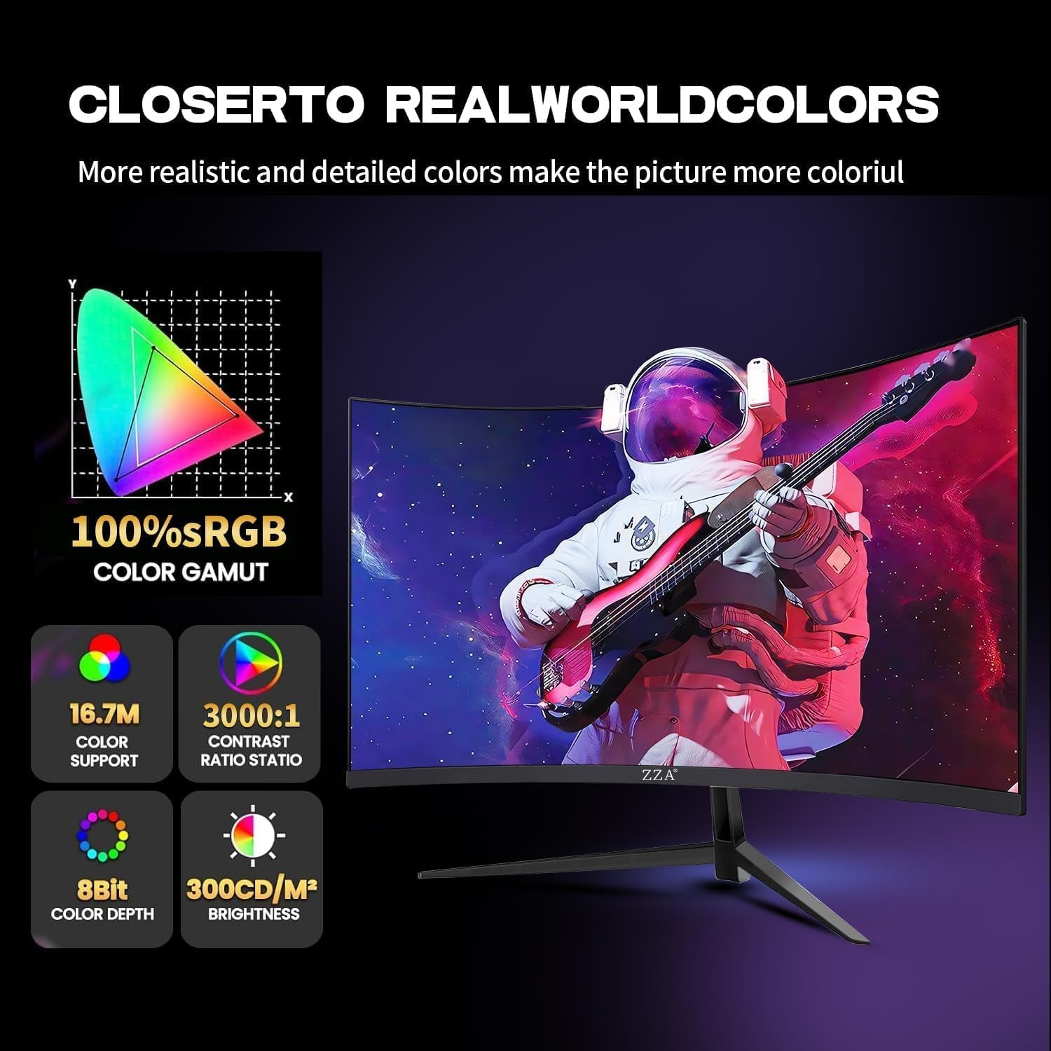 24 Inch Gaming Monitor 200Hz Curved Computer Monitor FHD 1080P, Curved 2800R VA Panel with 1Ms MPRT, Freesync, HDMI DP, VESA Mount for Gaming and Home Office