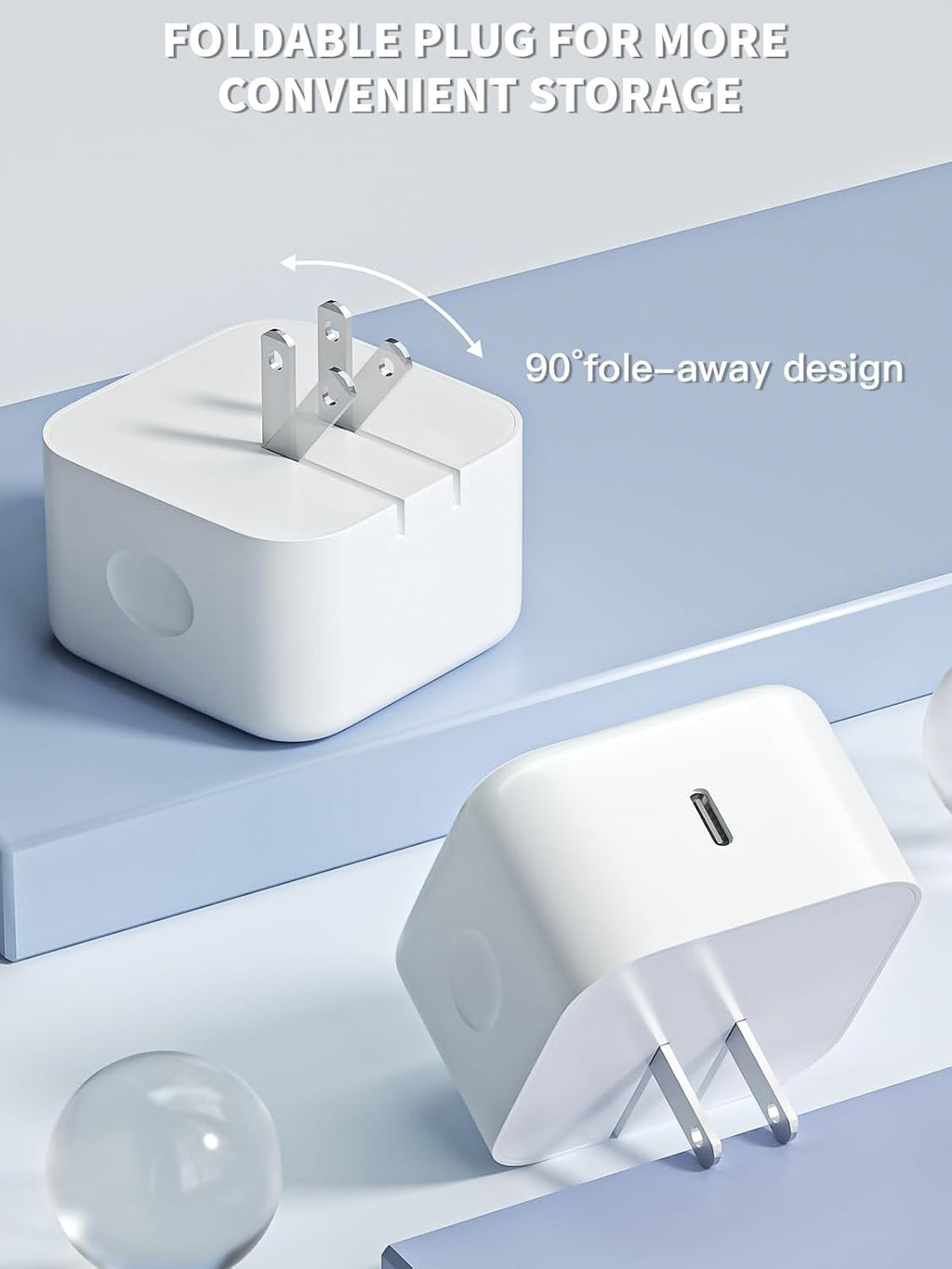 Iphone 17 Charger 40-60W Foldable USB C Fast Charging Block Single Port Apple 40W Dynamic Power Adapter with 60W Max,Apple Charger for Iphone 17 Pro Max/Air/16/15/14/13/12/11 Series,Ipad Pro Air Mini