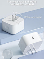 Iphone 17 Charger 40-60W Foldable USB C Fast Charging Block Single Port Apple 40W Dynamic Power Adapter with 60W Max,Apple Charger for Iphone 17 Pro Max/Air/16/15/14/13/12/11 Series,Ipad Pro Air Mini