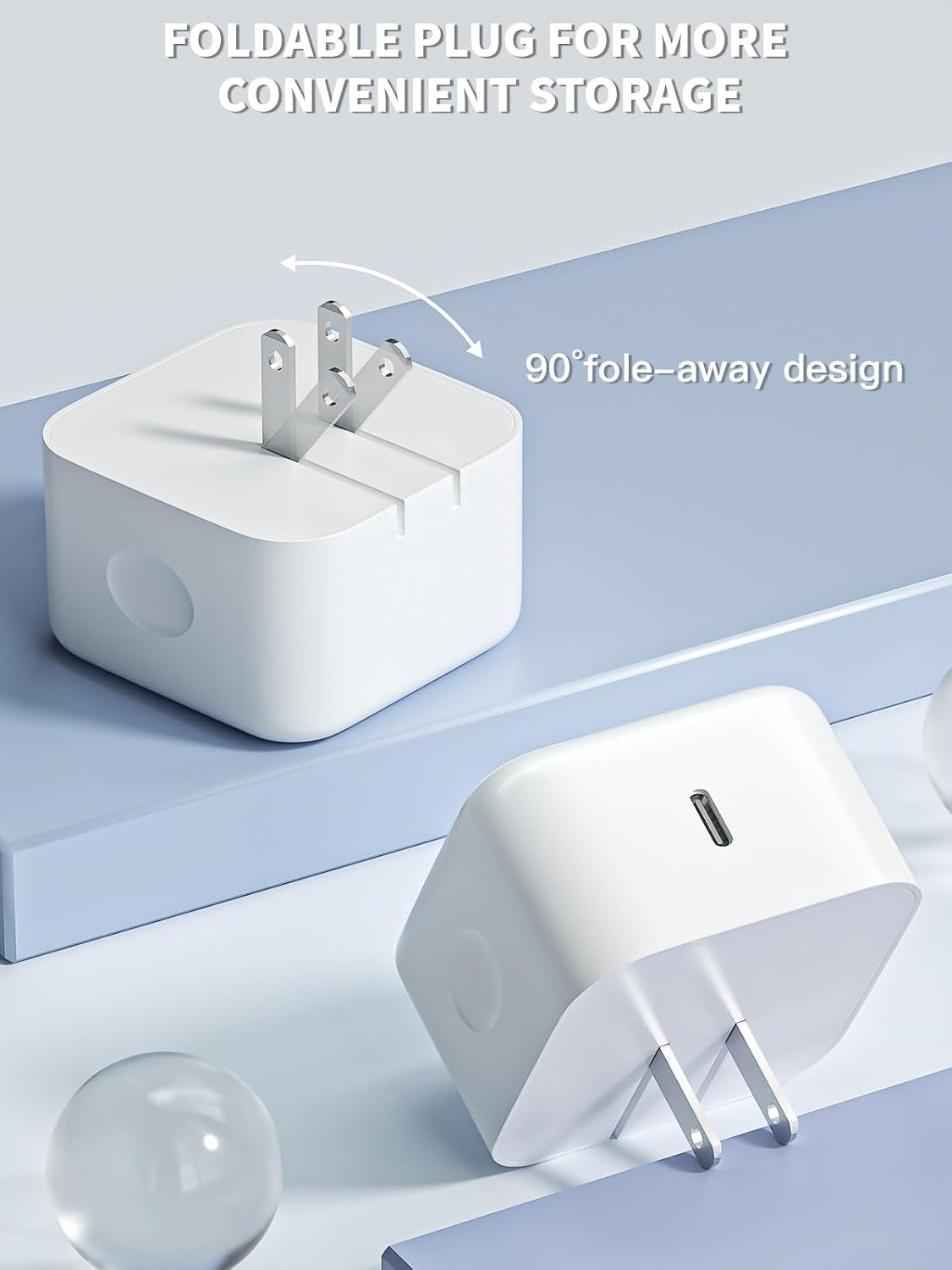 Iphone 17 Charger 40-60W Foldable USB C Fast Charging Block Single Port Apple 40W Dynamic Power Adapter with 60W Max,Apple Charger for Iphone 17 Pro Max/Air/16/15/14/13/12/11 Series,Ipad Pro Air Mini