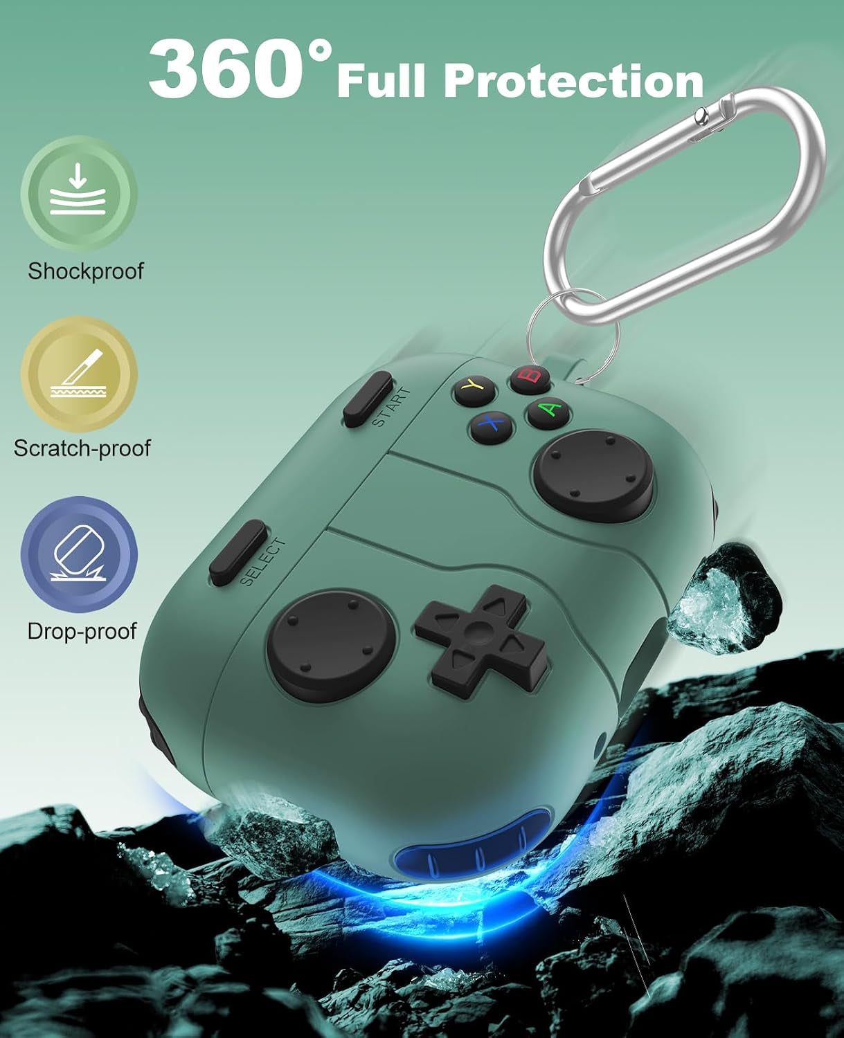 Silicone Case for Airpods Pro 3 (2025), Green | Classic Cool Game Console Design, Shock-Proof Soft Protective Cover for Airpod Pro 3Rd Generation with Cleaning Kit