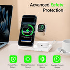 New Travel Portable Wireless Charger: for Apple Charging Station 3 in 1 Charger Stand Multiple Devices for Apple - Iphone 17 16 15 14 Pro Max 13 12 11 - Watch 2-11 SE Ultra Series - Airpods 4 3 2 Pro