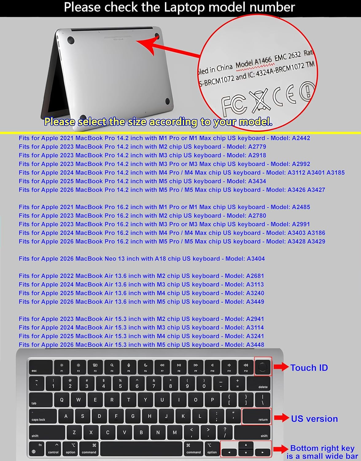 Logic Pro Shortcut US Version Keyboard Cover Skin for 2026-2021 Macbook Pro 14 16 Inch Macbook Air 13 15 Inch with M5/M4/M3/M2/M1 and Macbook Neo