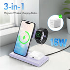 Wireless Charger,15W 3In1 Portable Charger Charging Station Compatible for Iphone 17 16 15 14 Pro Max 13 12 11,For Iwatch 11 10 9 8 7 6 5 4 3 2 Se&Ultra,For Airpods 4 3 Pro,Android Phone Charger