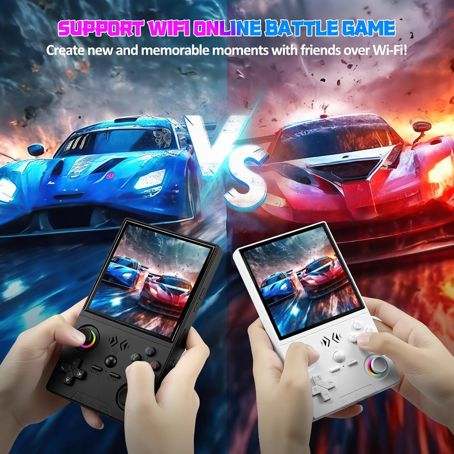 XF40V Retro Handheld Game Console with 2*Detachable Long Joysticks, 4.0-Inch HD IPS Screen Retro Gaming Console, Preloaded Classic Games with Multiple Emulator, Pocket Video Gaming