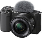 Sony ZV-E10 Mirrorless Camera Black with 16-50Mm Power Zoom Lens (ILCZV-E10L) – 24.2 MP APS-C Sensor, 4K Video, Vari-Angle Screen W/ 64GB Memory Card, Bag, Card Reader and More