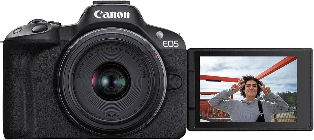 Canon EOS R50 Mirrorless Camera Kit – APS-C RF Camera with 18-45Mm Lens, 4K Video, Dual Pixel AF II & Vari-Angle Touchscreen (5811C012) + Shoulder Bag + 64GB Memory Card