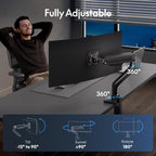 Flexispot Ultrawide Monitor Arm, Monitor Stand for 17 to 49 Inch Screens Holds up to 44 Lbs, Adjustable Gas Spring Arm with C Clamp & Grommet Base for Gaming Office, 75/100 VESA Mount, Black