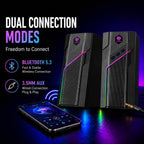 W-206RE RGB Gaming Speakers for PC, Bluetooth Computer Speakers for Desktop with 21 RGB Modes, Stereo Sound, USB Powered, 3.5Mm AUX, Compact Speakers for Monitor, Laptop & Gaming Setup